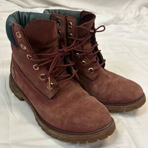 Timberland Premium 6 inch Boots Burgundy Women’s 8 Waterproof Classic Lace-up